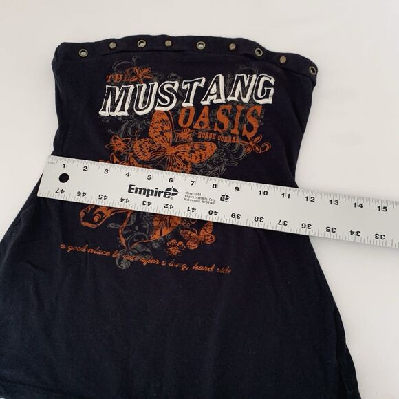 Vintage Y2K Mustang Horse Tube Top Tank Women S Black Butterfly Western Rodeo - Picture 6 of 7